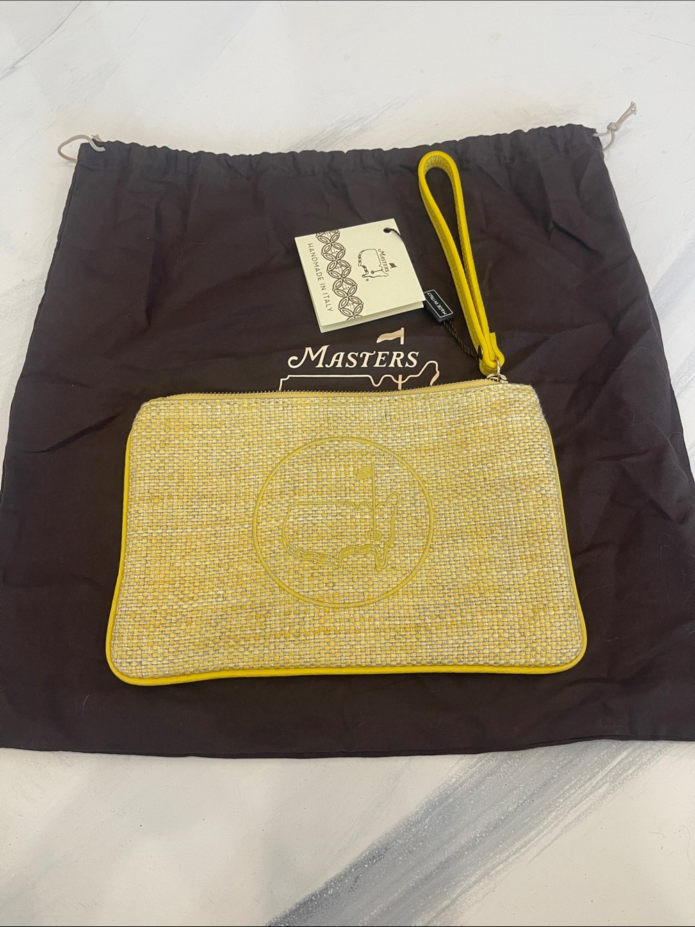 NWT 2026 Masters Yellow Woven Wristlet Clutch
